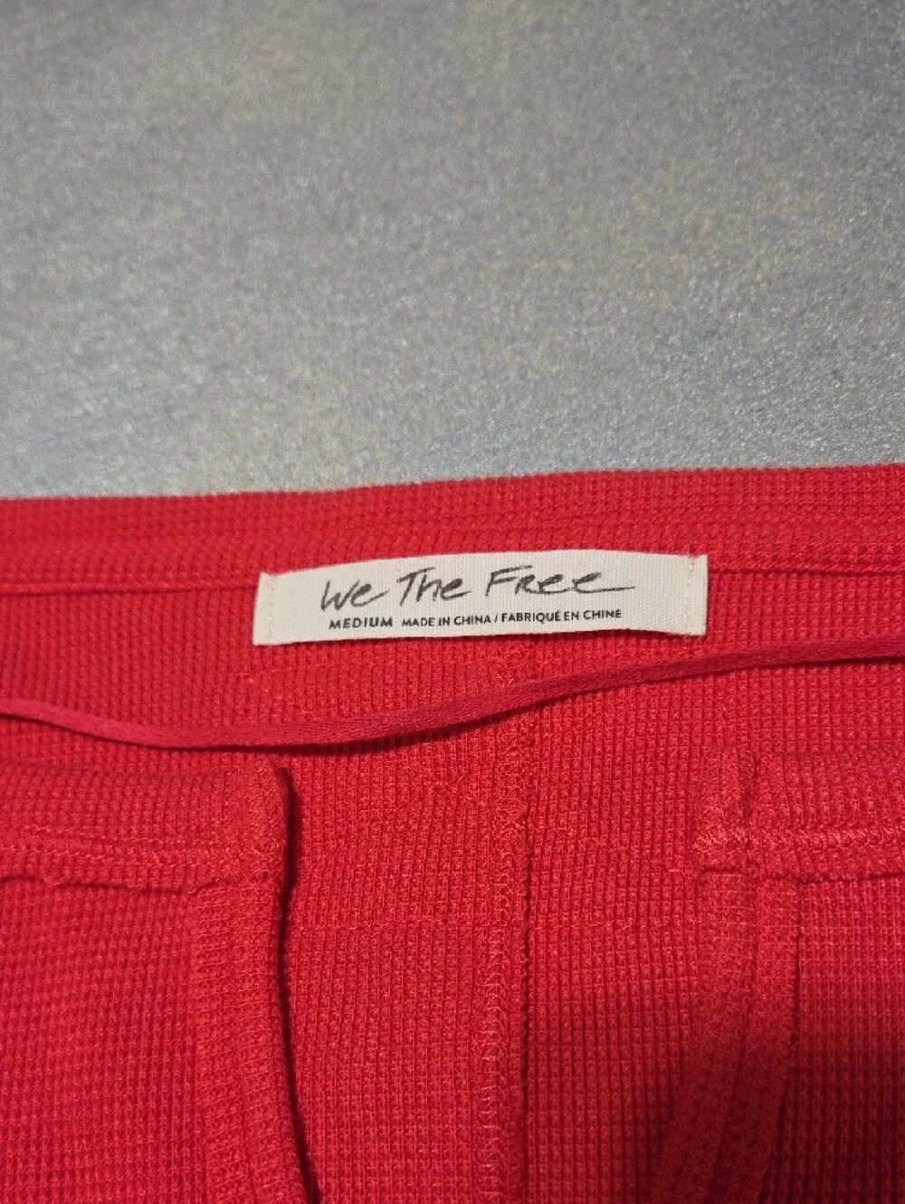 Free People Red Off-Shoulder Sweater with Patterned Knit Cuffs NWOTS